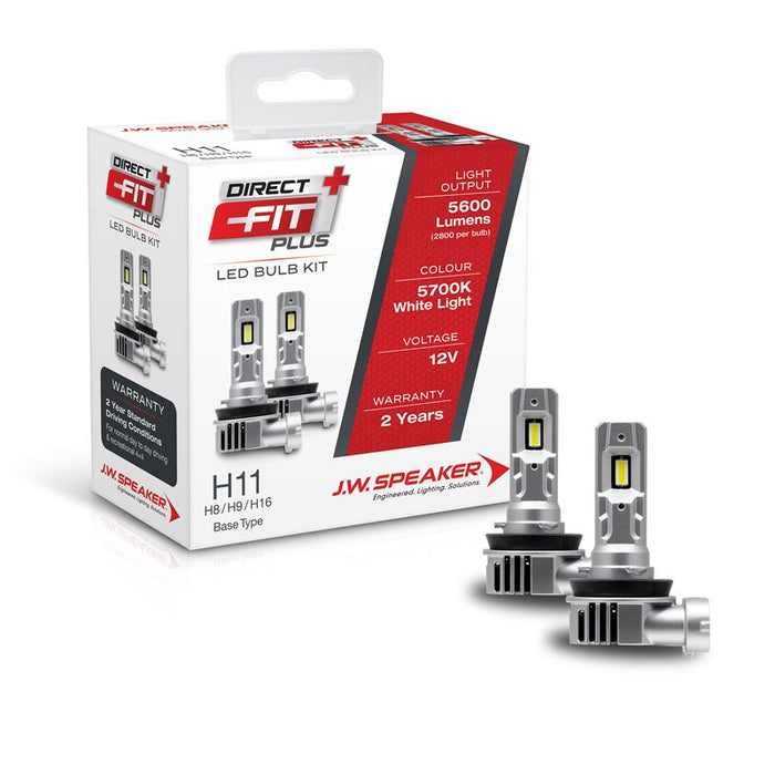 JW Speaker LED Headlight Kit H8/H9/H11/H16 12V 5700K Direct Fit Plus 2800Lm Per Bulb (Pair)