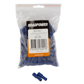 Roadpower Insulated Bullet Crimp Terminal Female Blue 5.0mm ID Qty 50