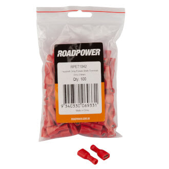 Roadpower Fully Insulated Blade Crimp Terminal Female Red 6.4 x 0.8mm Qty 100